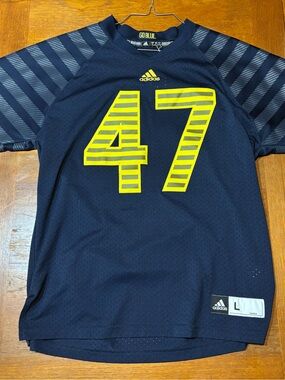 adidas Navy Jersey with Yellow 'GO BLUE' Detail